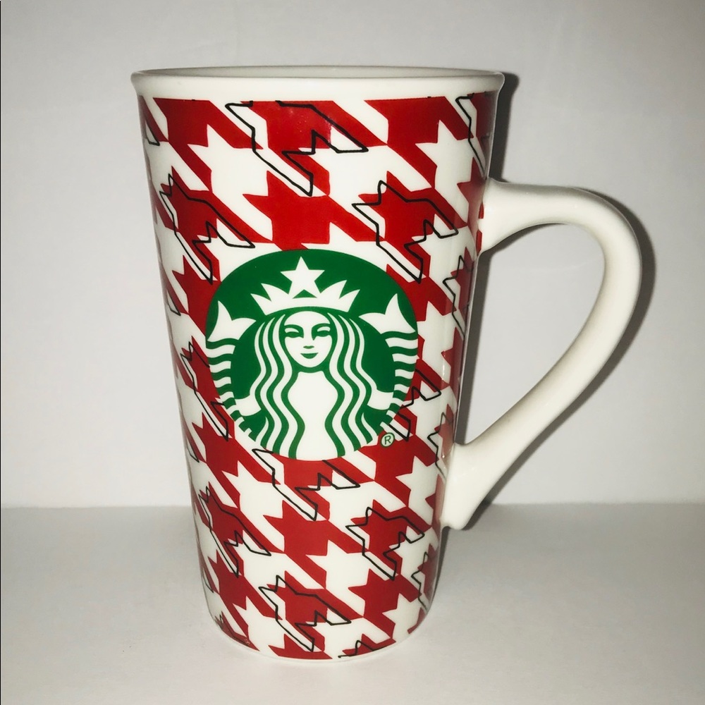 STARBUCKS 2017 RED & WHITE HOUNDSTOOTH TALL CUP